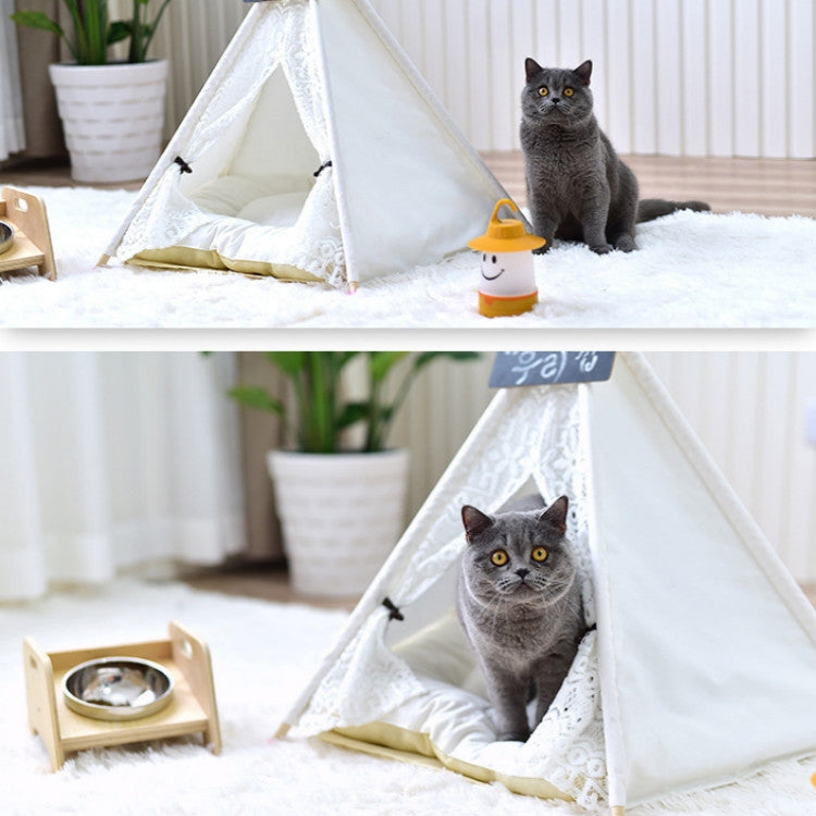 Removable and Washable Canvas Fabric Pet Nest Pet Tent, 40x40x50 cm Spiked Lace (without Pad), 50x50x60 cm Spiked Lace (without Pad), 60x60x70cm Spiked Lace (without Pad), 40x40x50 cm Spiked Lace (with Pad), 50x50x60 cm Spiked Lace (with Pad)          ...