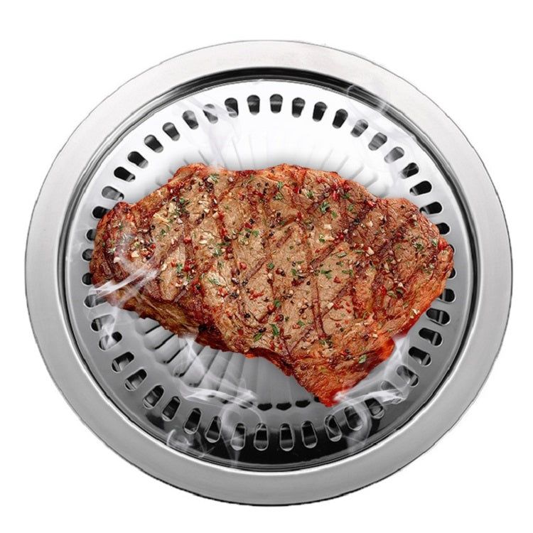 Portable Round Multifunctional Stainless Steel Outdoor Barbecue Tray, 30 × 30 × 2.8 cm