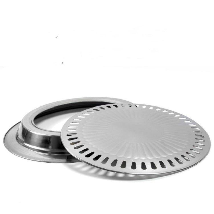 Portable Round Multifunctional Stainless Steel Outdoor Barbecue Tray, 30 × 30 × 2.8 cm