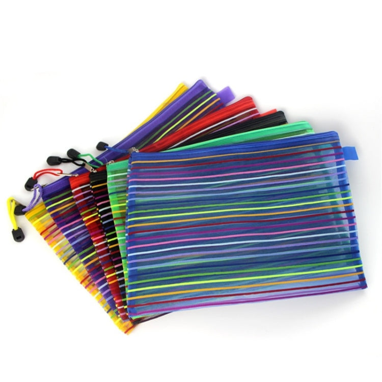 12 PCS Multicolor Plastic A5 Document Zip Up Mesh File Storage Bag, Size: 22x18cm, 22x18cm