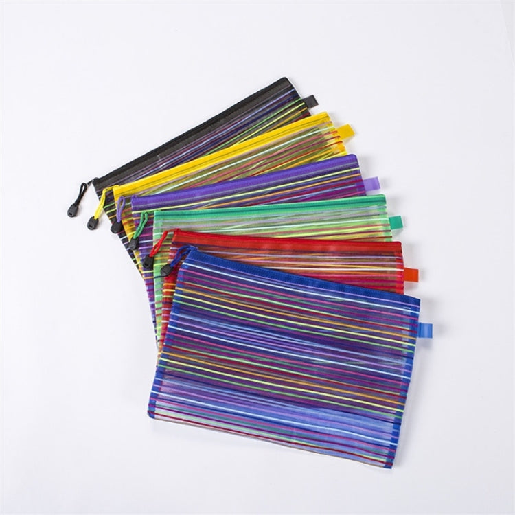 12 PCS Multicolor Plastic A5 Document Zip Up Mesh File Storage Bag, Size: 22x18cm, 22x18cm