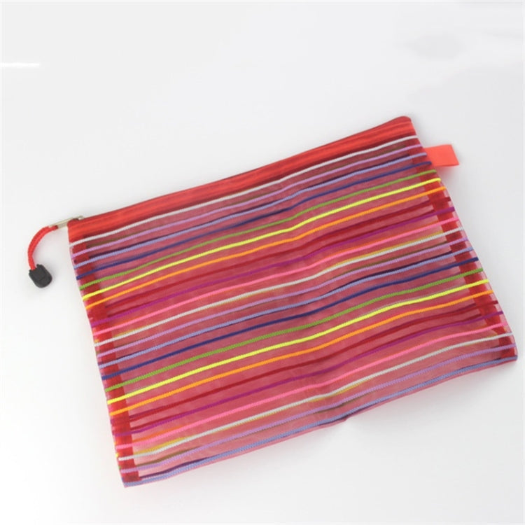 12 PCS Multicolor Plastic A5 Document Zip Up Mesh File Storage Bag, Size: 22x18cm, 22x18cm