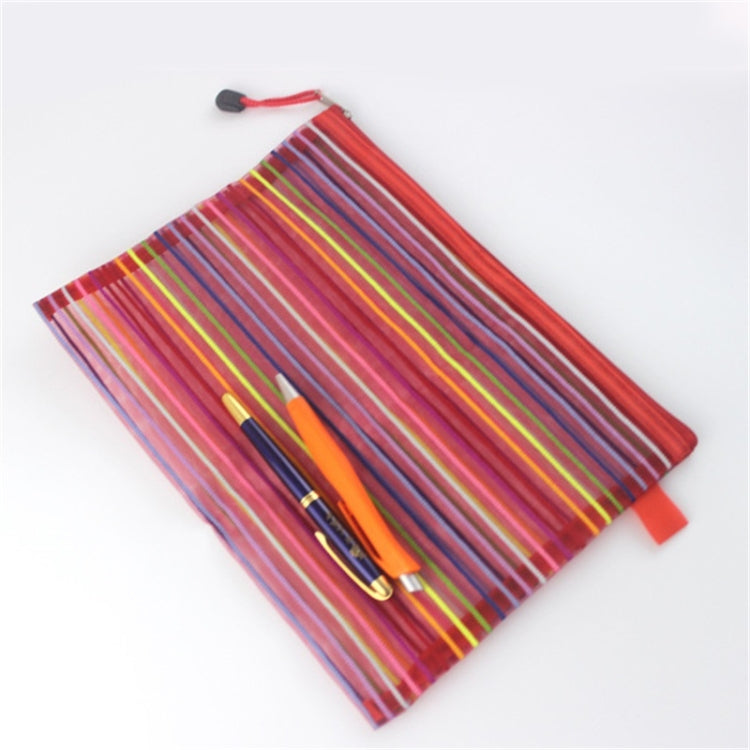 12 PCS Multicolor Plastic A5 Document Zip Up Mesh File Storage Bag, Size: 22x18cm, 22x18cm