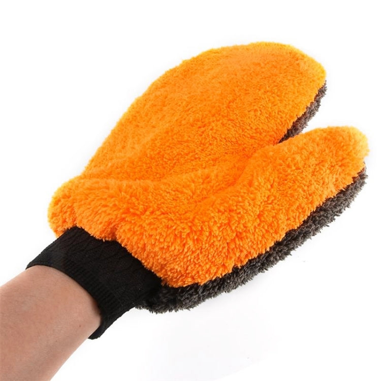 Car Washing Gloves Cleaning Mitt Wash Glove Maintenance Soft Coral Fleece Car Washing Brush Cloth For Motorcycle Auto Home, Orange