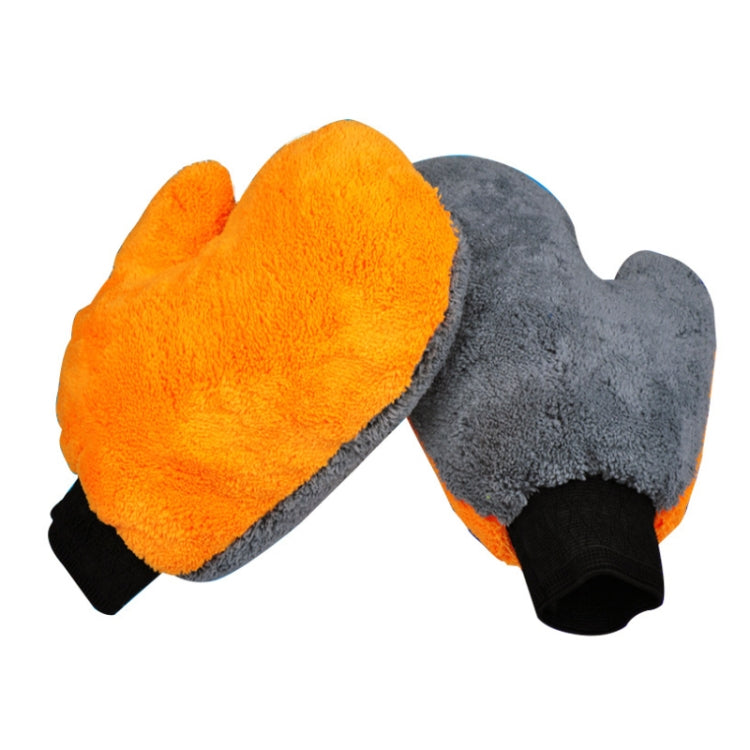 Car Washing Gloves Cleaning Mitt Wash Glove Maintenance Soft Coral Fleece Car Washing Brush Cloth For Motorcycle Auto Home, Orange
