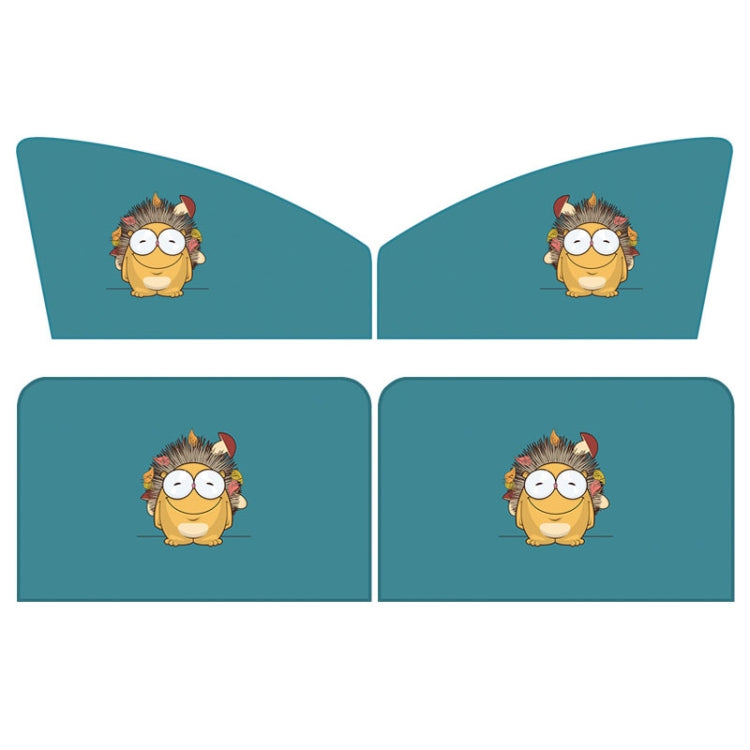 4 PCS / Set Car Window Magnet Sunshade Curtain Heat Insulation Sun Block, 4 PCS / Set (Blue Owl), 4 PCS / Set (Antlers), 4 PCS / Set (Hedgehog), 4 PCS / Set (Kangaroo), 4 PCS / Set (Catman)