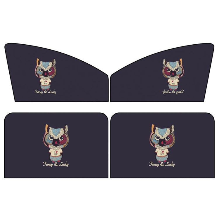 4 PCS / Set Car Window Magnet Sunshade Curtain Heat Insulation Sun Block, 4 PCS / Set (Blue Owl), 4 PCS / Set (Antlers), 4 PCS / Set (Hedgehog), 4 PCS / Set (Kangaroo), 4 PCS / Set (Catman)