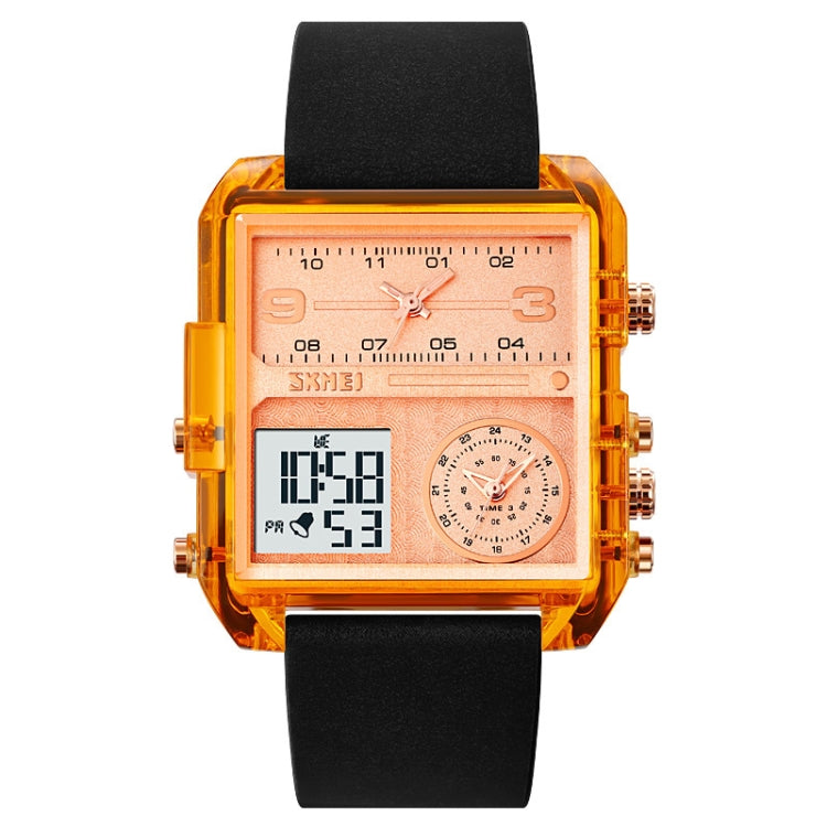 SKMEI 2021 Square Large Dial Triple Movement Men Sports Watch, 2021 Transparent Pink, 2021 Transparent White, 2021 Black Black Machine, 2021 Black White Machine, 2021 Amber, 2021 Transparent Blue