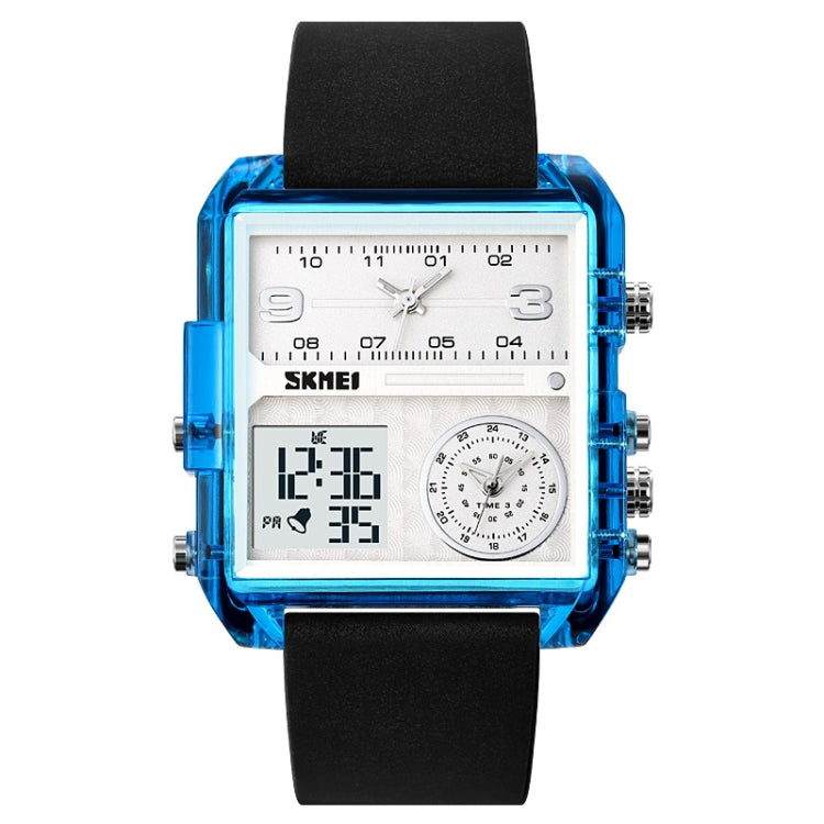 SKMEI 2021 Square Large Dial Triple Movement Men Sports Watch, 2021 Transparent Pink, 2021 Transparent White, 2021 Black Black Machine, 2021 Black White Machine, 2021 Amber, 2021 Transparent Blue