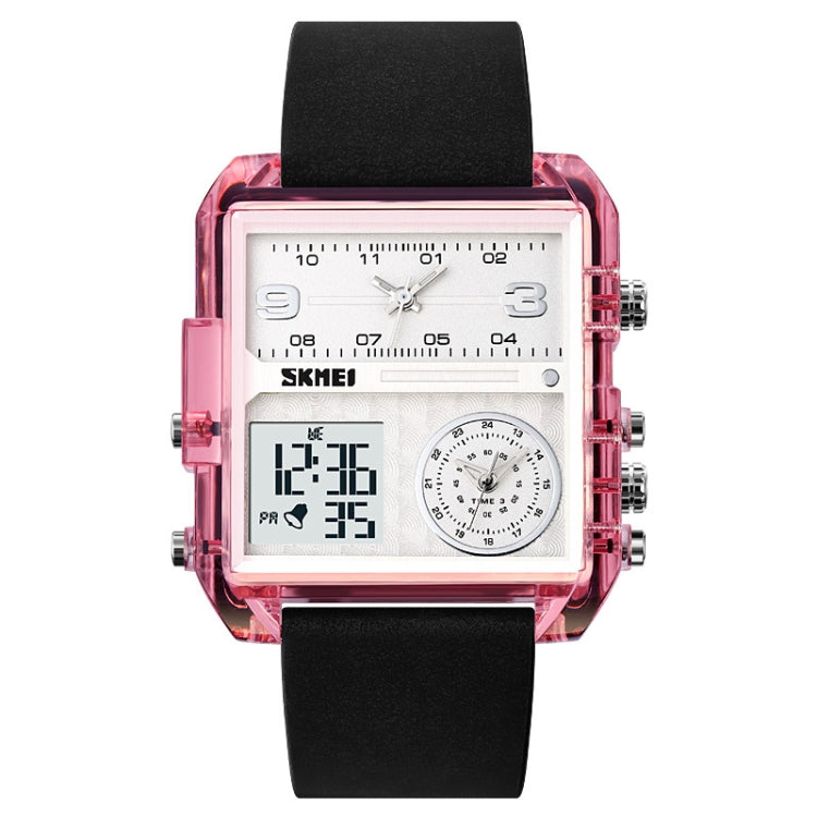SKMEI 2021 Square Large Dial Triple Movement Men Sports Watch, 2021 Transparent Pink, 2021 Transparent White, 2021 Black Black Machine, 2021 Black White Machine, 2021 Amber, 2021 Transparent Blue