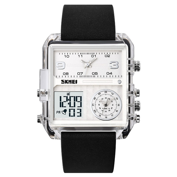 SKMEI 2021 Square Large Dial Triple Movement Men Sports Watch, 2021 Transparent Pink, 2021 Transparent White, 2021 Black Black Machine, 2021 Black White Machine, 2021 Amber, 2021 Transparent Blue