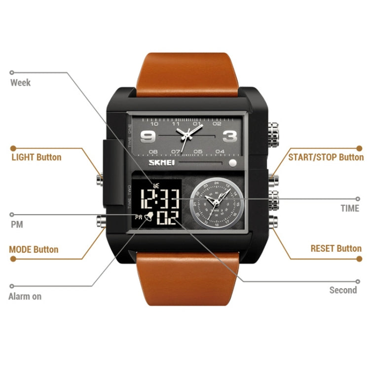SKMEI 2021 Square Large Dial Triple Movement Men Sports Watch, 2021 Transparent Pink, 2021 Transparent White, 2021 Black Black Machine, 2021 Black White Machine, 2021 Amber, 2021 Transparent Blue