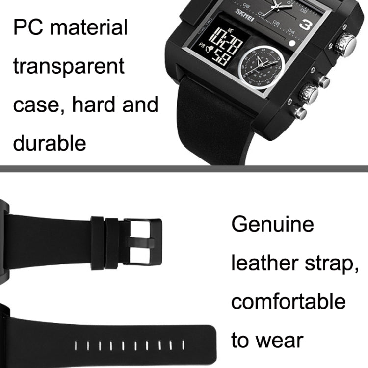 SKMEI 2021 Square Large Dial Triple Movement Men Sports Watch, 2021 Transparent Pink, 2021 Transparent White, 2021 Black Black Machine, 2021 Black White Machine, 2021 Amber, 2021 Transparent Blue