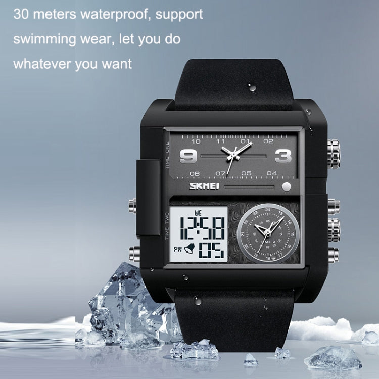 SKMEI 2021 Square Large Dial Triple Movement Men Sports Watch, 2021 Transparent Pink, 2021 Transparent White, 2021 Black Black Machine, 2021 Black White Machine, 2021 Amber, 2021 Transparent Blue
