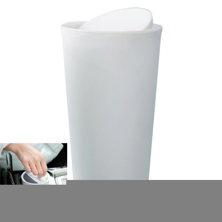 Desktop Plastic Rocker Cover Car Storage Round Barrel Car Tissue Trash Can