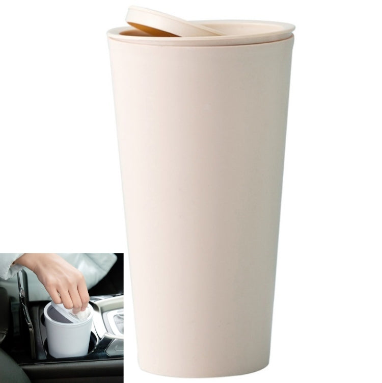 Desktop Plastic Rocker Cover Car Storage Round Barrel Car Tissue Trash Can