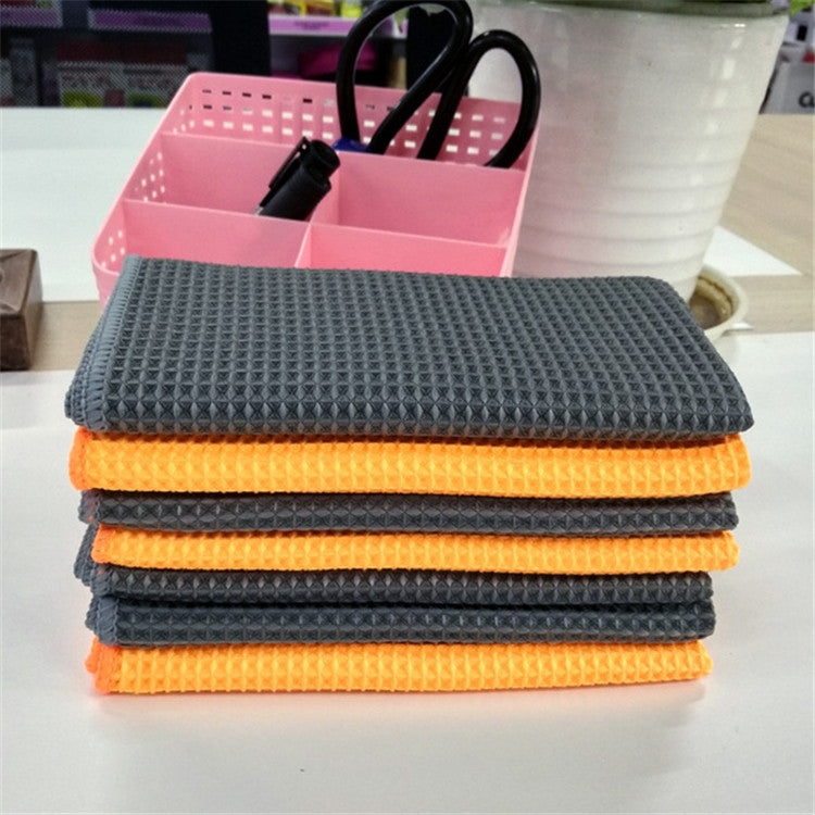 Pineapple Lattice Microfiber Lint-free Absorbent Honeycomb Car Washing Towel, 40x40cm