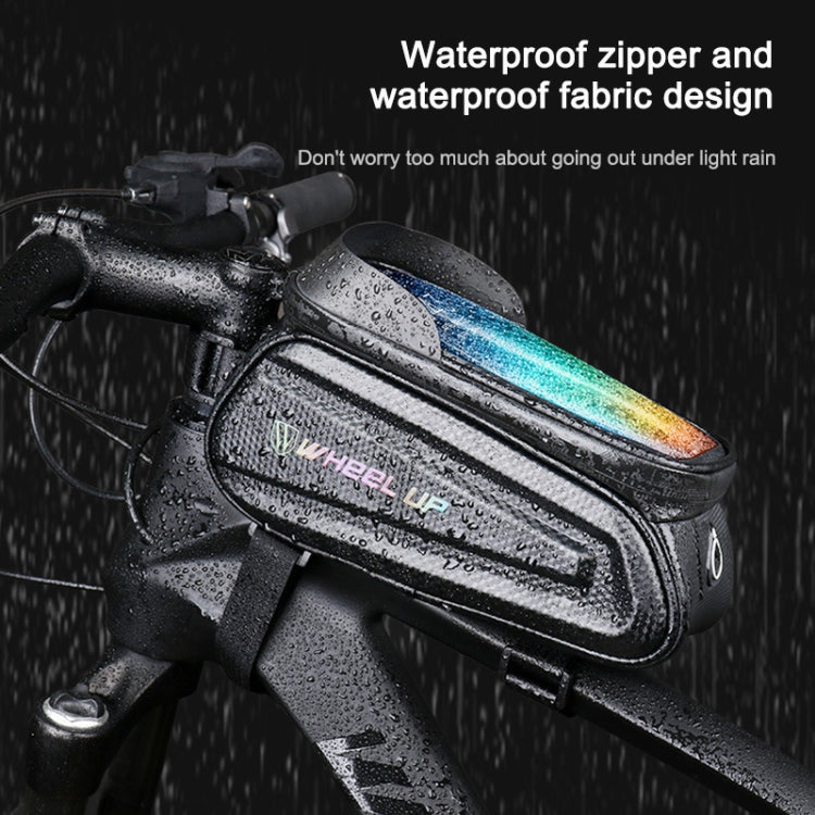 WHEEL UP Hard Shell Bicycle Bag Front Beam Bag Mountain Bike mobile Phone Touch Screen Tube Bag Riding Equipment, White reflective models, Colorful reflective models