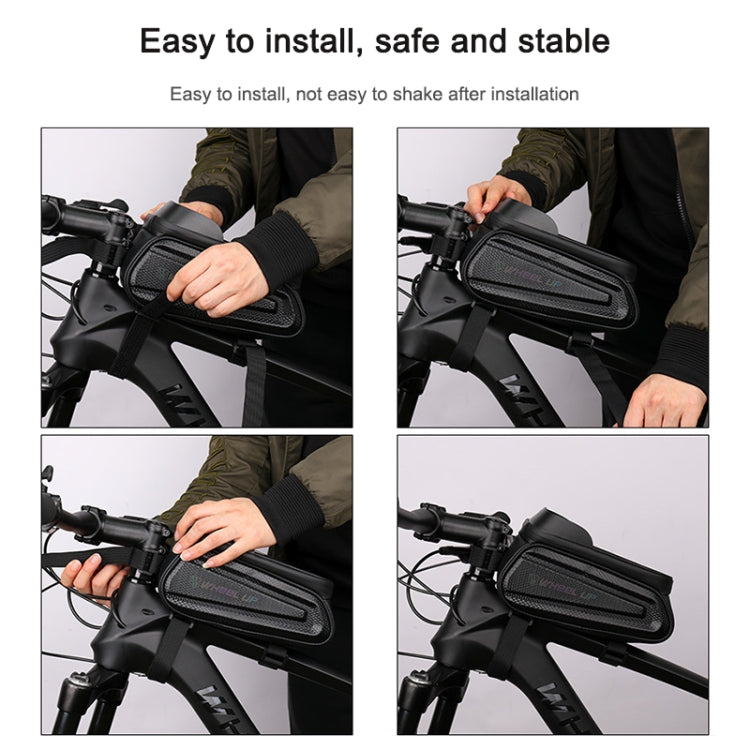 WHEEL UP Hard Shell Bicycle Bag Front Beam Bag Mountain Bike mobile Phone Touch Screen Tube Bag Riding Equipment, White reflective models, Colorful reflective models