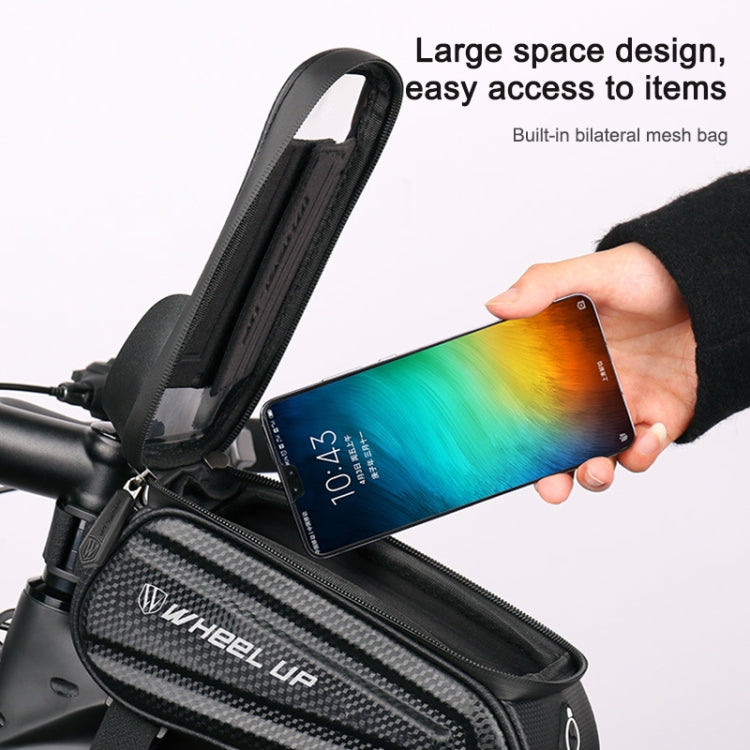 WHEEL UP Hard Shell Bicycle Bag Front Beam Bag Mountain Bike mobile Phone Touch Screen Tube Bag Riding Equipment, White reflective models, Colorful reflective models