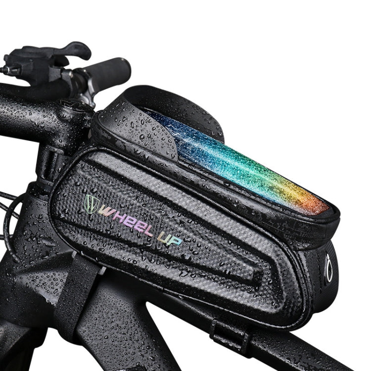WHEEL UP Hard Shell Bicycle Bag Front Beam Bag Mountain Bike mobile Phone Touch Screen Tube Bag Riding Equipment, White reflective models, Colorful reflective models