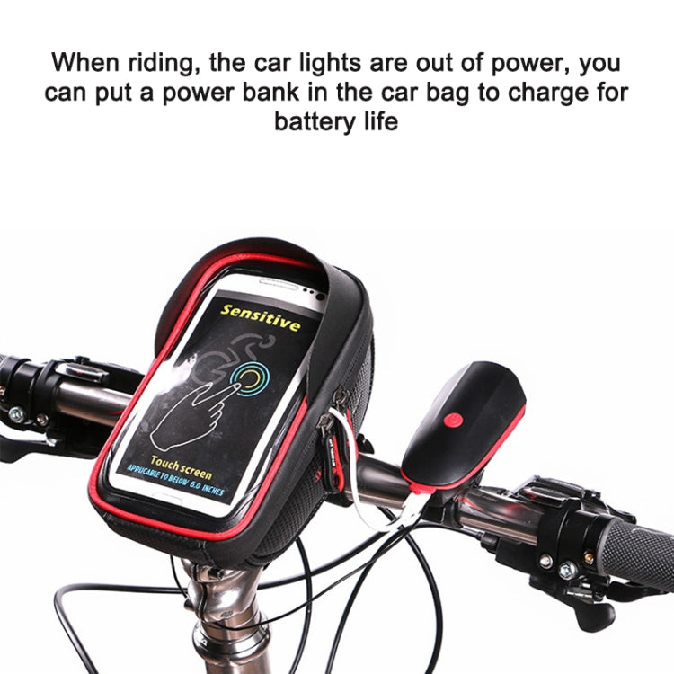 WHEEL UP Anti-splashing Touch Screen Bicycle Mobile Phone Bag Mountain Bike Front Beam Bag Riding Handlebar Bag, Black and Red