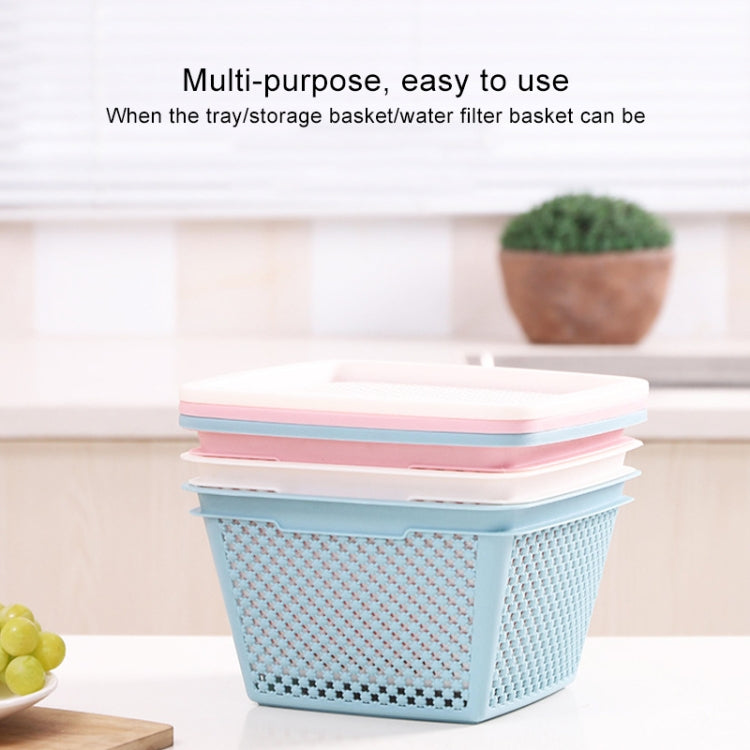 3 PSC Plastic Storage Basket Household Goods Hollow Drain Basket Kitchen Vegetable Washing Fruit Storage Basket Random Color Delivery