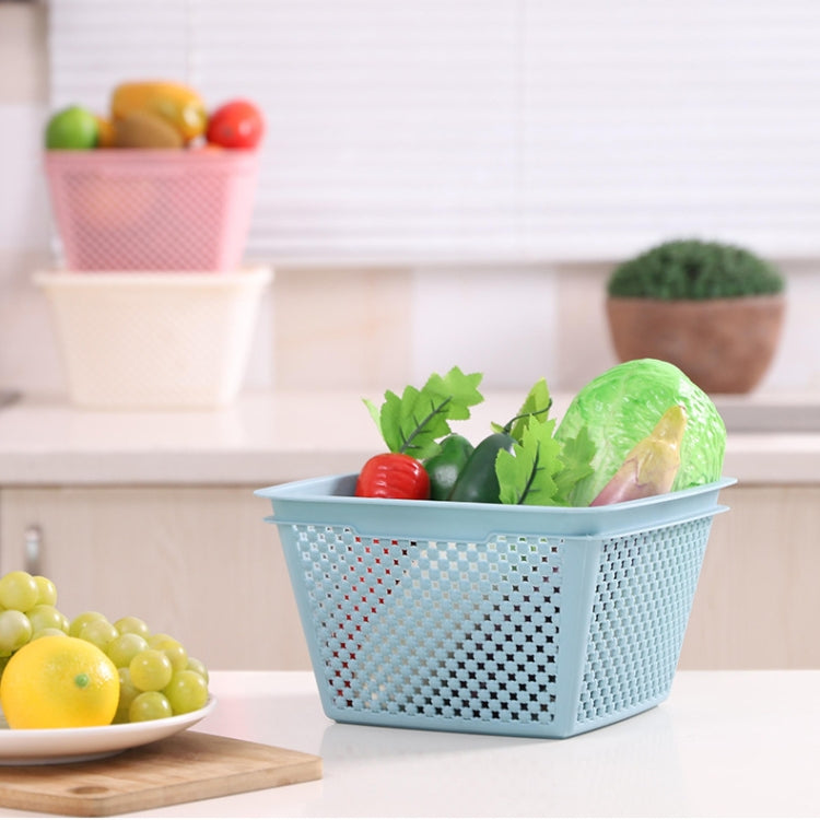3 PSC Plastic Storage Basket Household Goods Hollow Drain Basket Kitchen Vegetable Washing Fruit Storage Basket Random Color Delivery