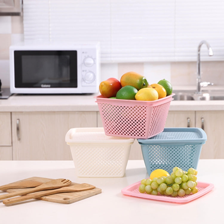 3 PSC Plastic Storage Basket Household Goods Hollow Drain Basket Kitchen Vegetable Washing Fruit Storage Basket Random Color Delivery