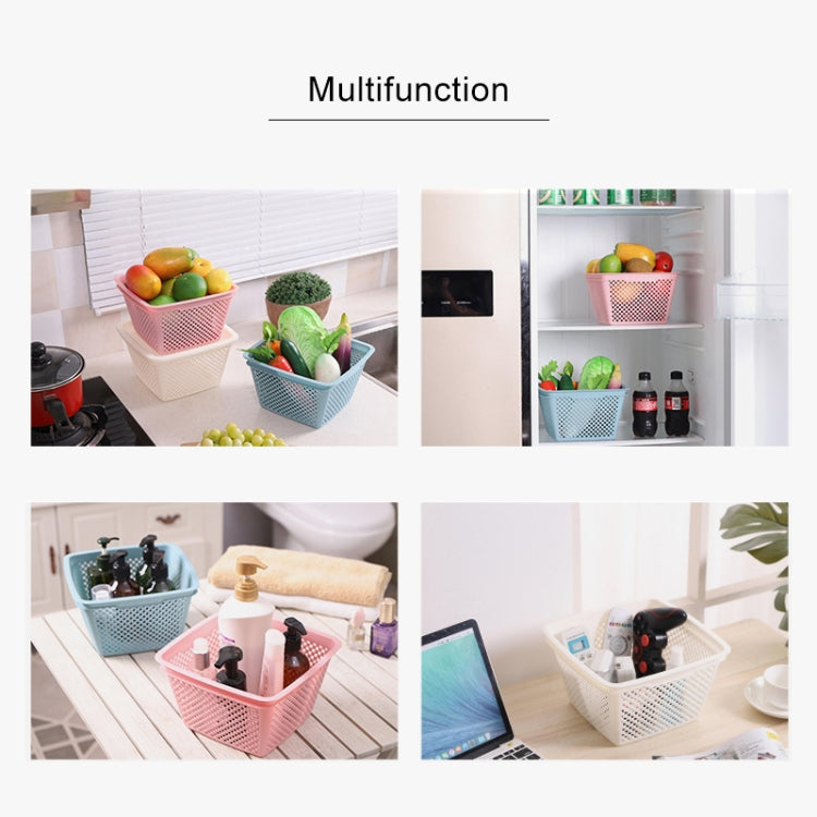 3 PSC Plastic Storage Basket Household Goods Hollow Drain Basket Kitchen Vegetable Washing Fruit Storage Basket Random Color Delivery