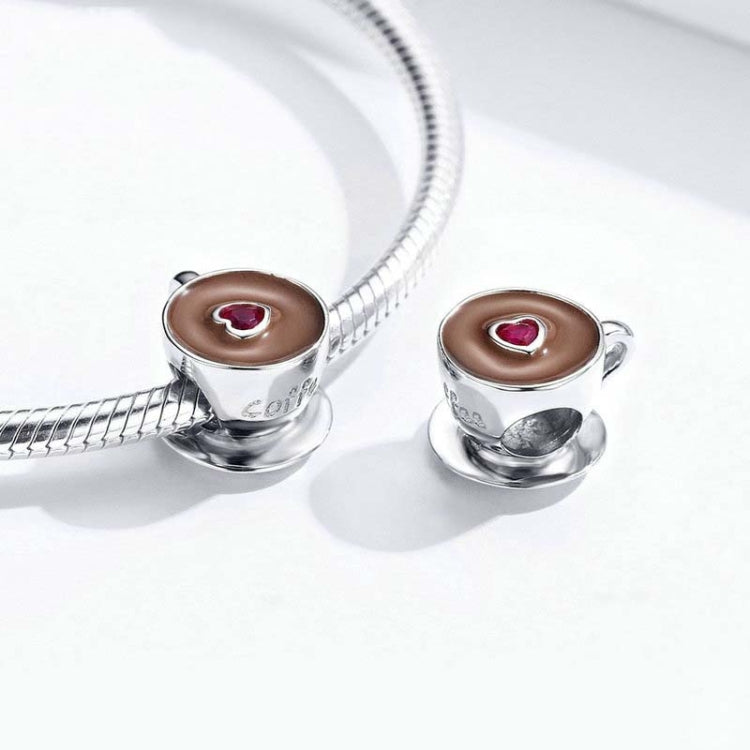 925 Sterling Silver Coffee Cup Beaded DIY Bracelet Accessories, SCC1286