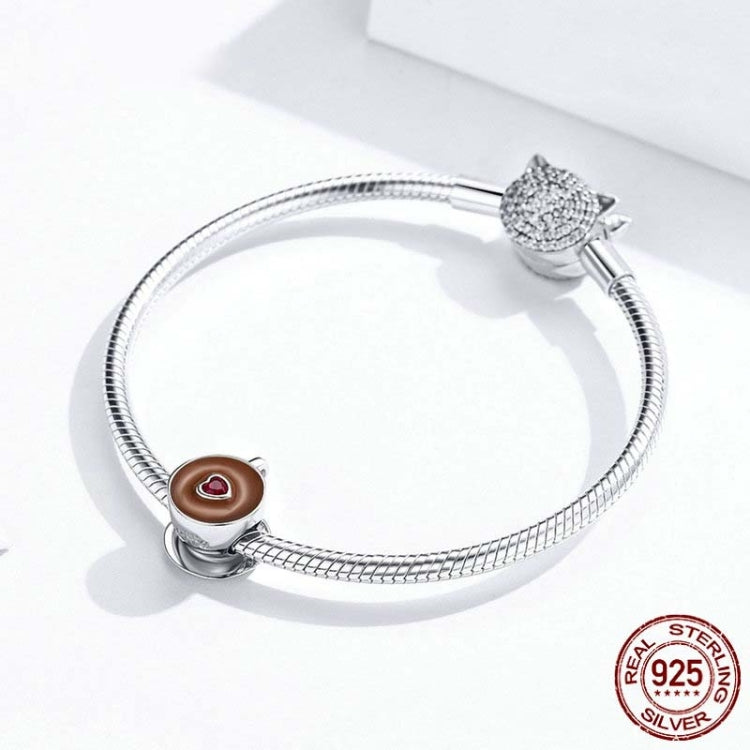 925 Sterling Silver Coffee Cup Beaded DIY Bracelet Accessories, SCC1286