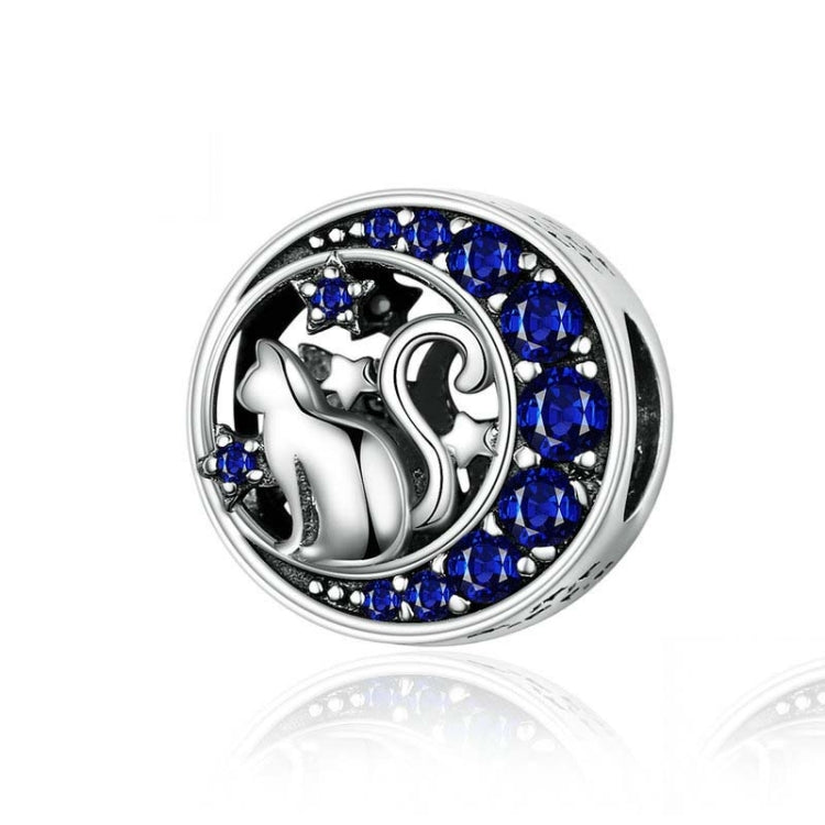 925 Sterling Silver Blue Moon Cat Beaded DIY Jewelry, SCC1204