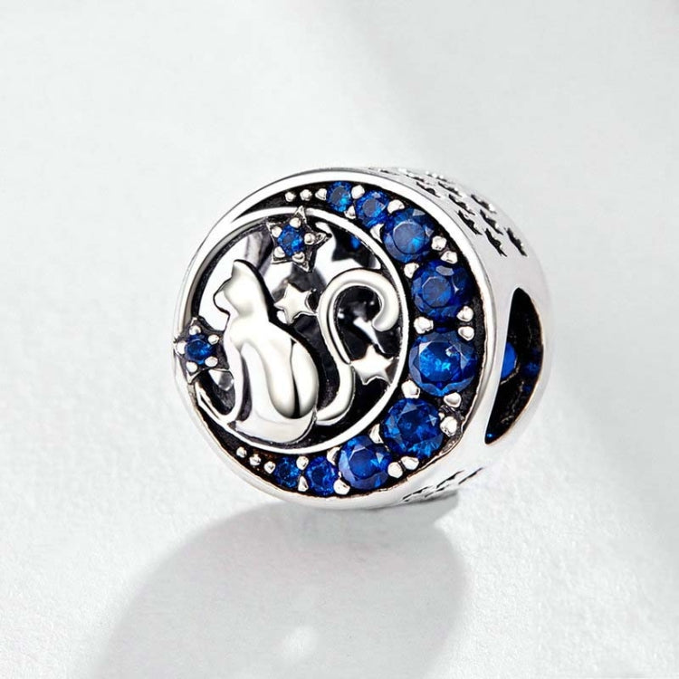 925 Sterling Silver Blue Moon Cat Beaded DIY Jewelry, SCC1204