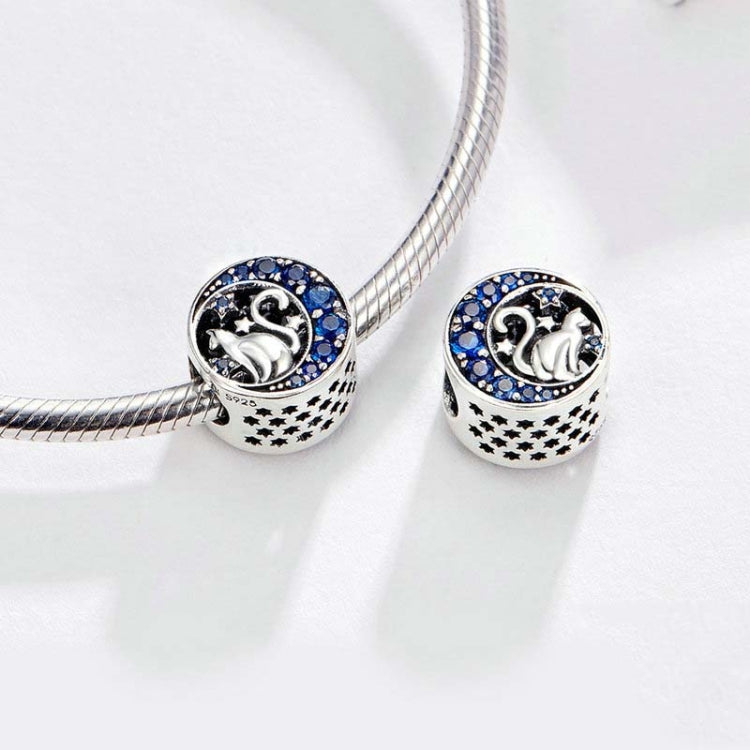 925 Sterling Silver Blue Moon Cat Beaded DIY Jewelry, SCC1204
