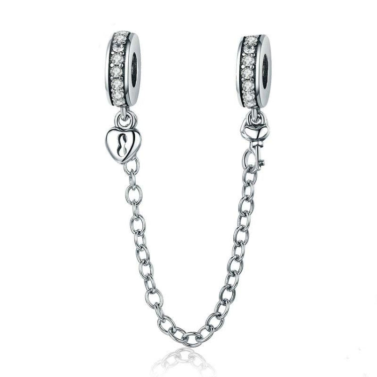 S925 Sterling Silver Stackable Heart-shaped Pendant Safety Chain