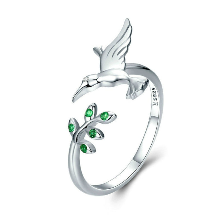 Hummingbird Greeting Opening Female Sterling Silver Ring, SCR323