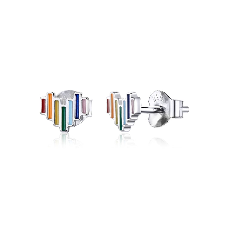 Rainbow Earrings S925 Love Simple Earrings Sterling Silver Earrings, SCE787