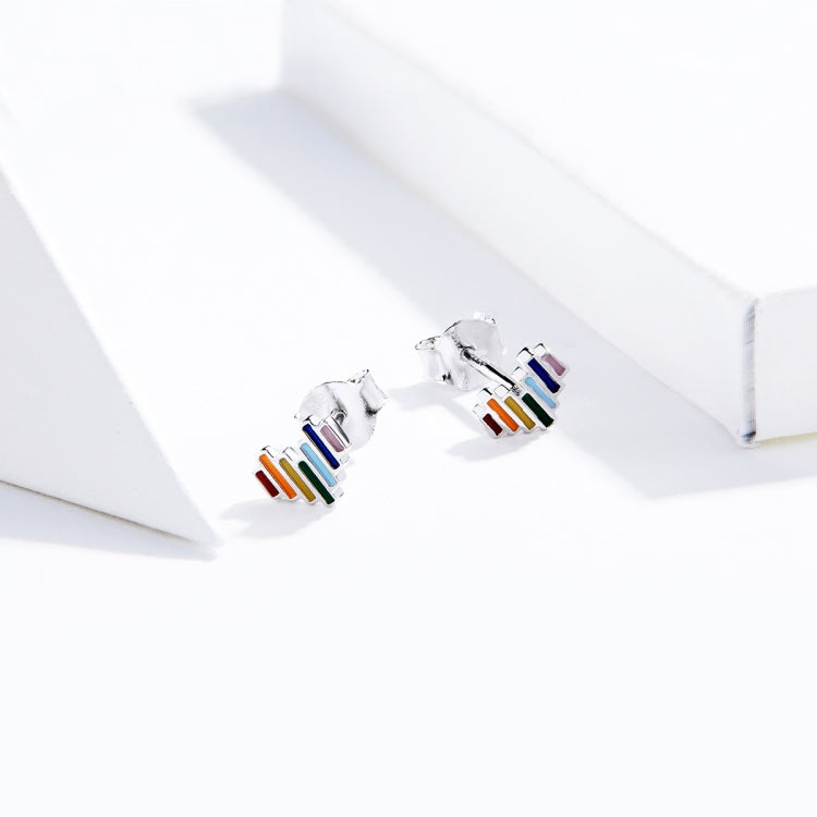 Rainbow Earrings S925 Love Simple Earrings Sterling Silver Earrings, SCE787