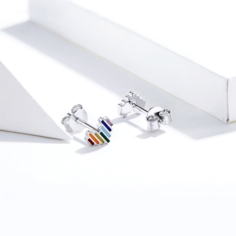 Rainbow Earrings S925 Love Simple Earrings Sterling Silver Earrings, SCE787
