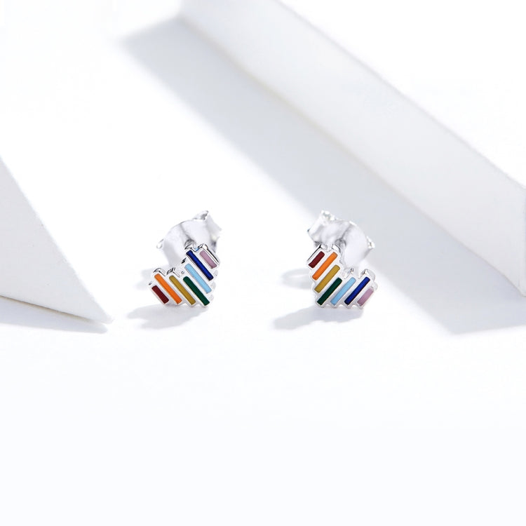 Rainbow Earrings S925 Love Simple Earrings Sterling Silver Earrings, SCE787