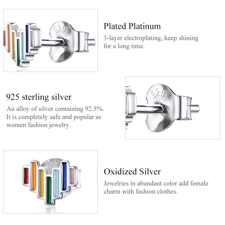 Rainbow Earrings S925 Love Simple Earrings Sterling Silver Earrings, SCE787