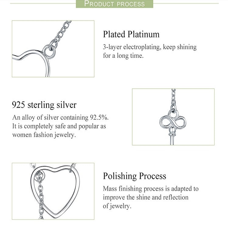 Simple Heart-shaped Female Necklace S925 Sterling Silver Necklace, SCN107