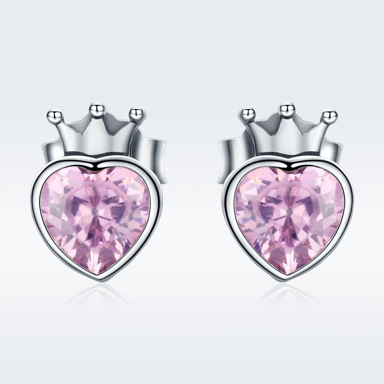 Heart-shaped S925 Sterling Silver Earrings with Gemstones, SCE174
