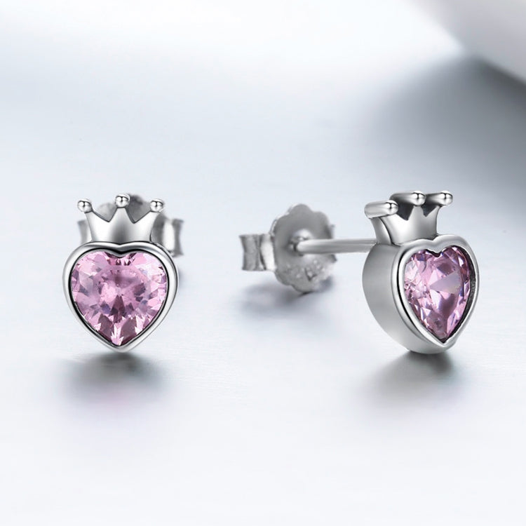 Heart-shaped S925 Sterling Silver Earrings with Gemstones, SCE174