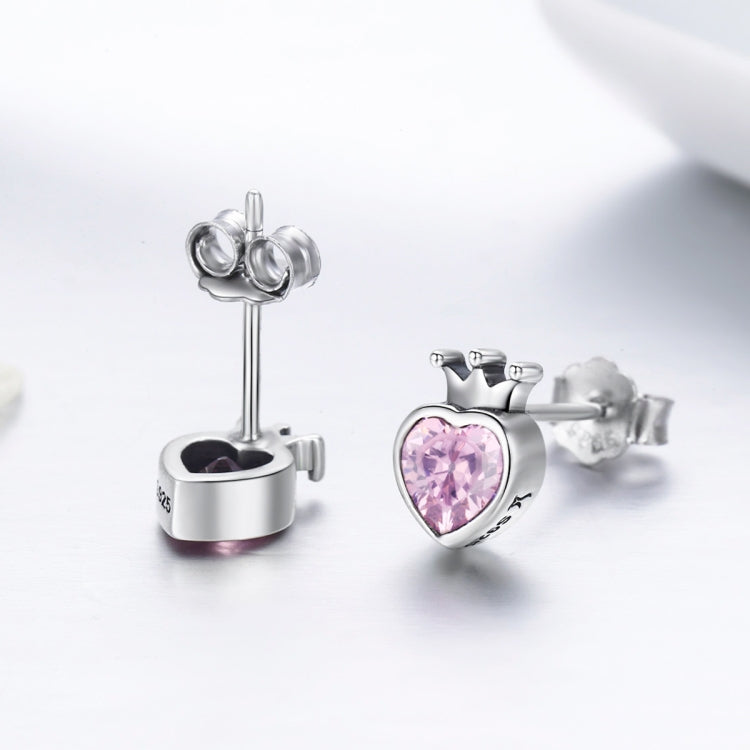 Heart-shaped S925 Sterling Silver Earrings with Gemstones, SCE174