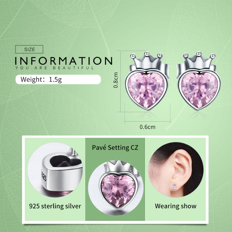 Heart-shaped S925 Sterling Silver Earrings with Gemstones, SCE174