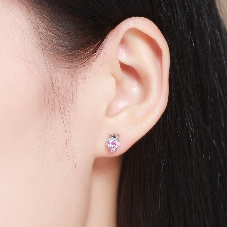 Heart-shaped S925 Sterling Silver Earrings with Gemstones, SCE174
