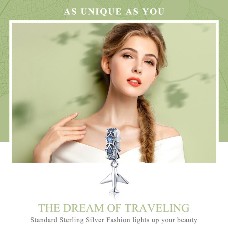 S925 Sterling Silver Pendant Airplane Star Beads DIY Jewelry Accessories