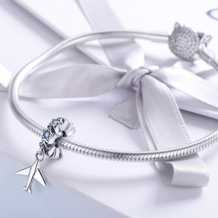 S925 Sterling Silver Pendant Airplane Star Beads DIY Jewelry Accessories